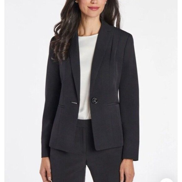 Kasper Separates Suit Holly Jacket Blazer 12 Black Classic 1 Button Poly NEW $99 - Picture 1 of 15